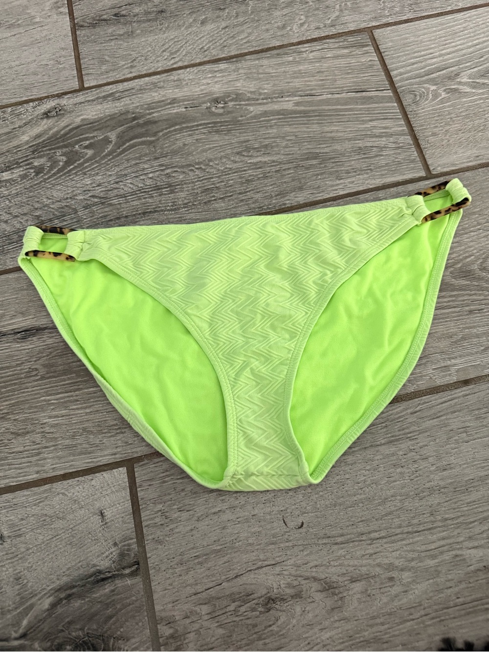Women’s Neon Green Bikini Bottom with Side Ring Details